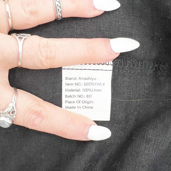 Anthropologie Amazhiyu Black 100% Linen Crew Neck Dress XS - Picture 4 of 5